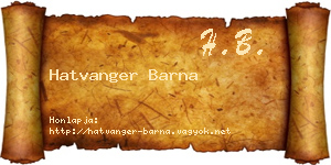 Hatvanger Barna névjegykártya